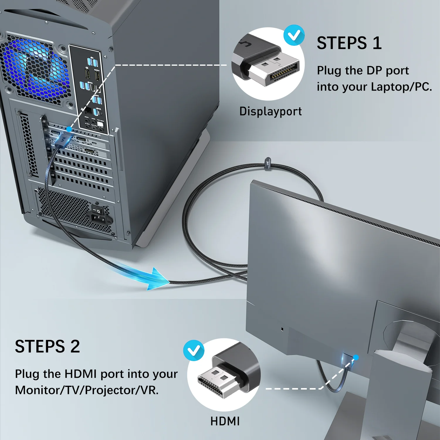 DisplayPort to HDMI Cable 4K@30Hz | DISPLAY - Image 3